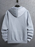 kkboxly  Regular Solid Color Men's Hooded Sweatshirt Casual Long Sleeve Hoodies With Full Zip Up, Men's Casual Zipper Hooded Jacket