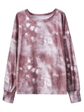 kkboxly  Tie Dye Long Sleeved T-shirts, Comfort Loose Crew Neck Active Comfort Sweatshirt, Women's Clothing