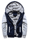 kkboxly  Warm Fleece Hooded Jacket, Men's Causal Zip Up Jacket Coat For Fall Winter Fitness Outdoor Activities