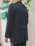 kkboxly  Stripe Textured Open Front Blazer, Casual Long Sleeve Blazer For Fall & Spring, Women's Clothing