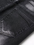kkboxly  Ripped Washed Design Slim Fit Jeans, Men's Casual Street Style High Stretch Denim Pants For Spring Summer