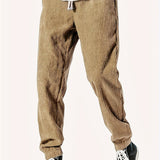 kkboxly  Drawstring Waffle Pattern Sweatpants Loose Fit Pants Men's Casual Joggers For Men Winter Fall Running Jogging