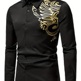 kkboxly  Men's Long-sleeved Shirt With Gold Printing