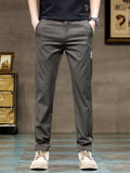 kkboxly kkboxly  Men's Solid Pants With Pockets, Casual Breathable Slim-fit Trousers For Outdoor Activities Gift