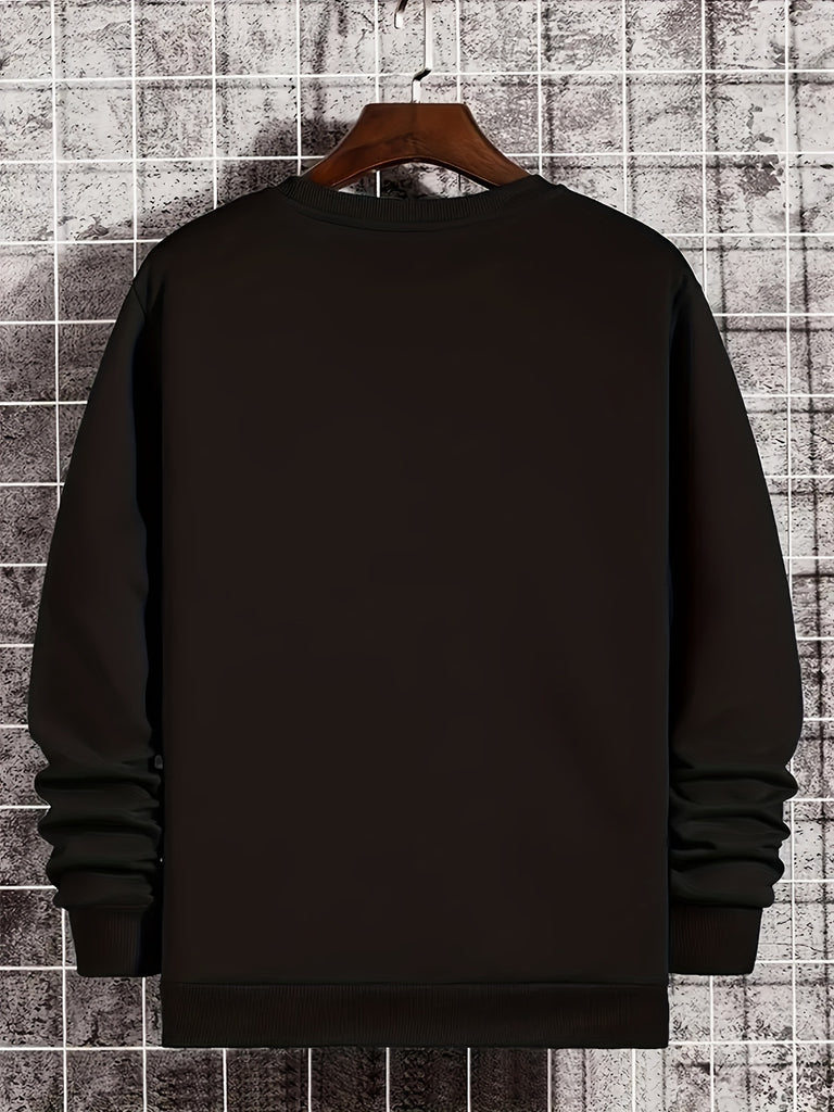kkboxly  Classic Pattern Print Trendy Sweatshirt, Men's Casual Graphic Design Crew Neck Pullover Sweatshirt For Men Fall Winter