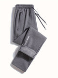 Men's Fleece Warm Pants, Comfy Active Stretch Breathable Trousers For Outdoor Activities For Fall And Winter