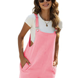 kkboxly  Solid Cami Jumpsuit, Casual Sleeveless Comfy Short Length Jumpsuit With Pockets, Women's Clothing