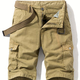 kkboxly Men's Plain Flap Pocket Cotton Cargo Shorts For Spring And Summer