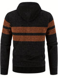 kkboxly  Warm Fleece Cardigan Sweater, Men's Casual Hooded Jacket For Outdoor Activities
