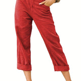 kkboxly  Solid Elastic Waist Pants, Casual Wide Leg Pants For Spring & Summer, Women's Clothing