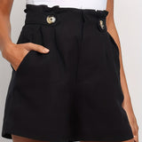 kkboxly  Solid Wide Leg Shorts, Sexy High Waist Ruched Versatile Summer Shorts, Women's Clothing