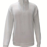 kkboxly  Men's Solid Thin Casual Long Sleeve Zipper Lapel Shirt, Spring Fall Men's Top