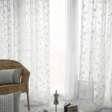 kkboxly 1pc Elegant Sheer Curtain with Vine Embroidery - Light-Filtering Leaf Design for Living Room & Bedroom - Easy Hang Rod Pocket