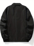 kkboxly  Solid Color Jackets For Men Dual Pockets Snap Button Up Lapel Stylish Coat Jackets For Men