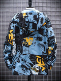 kkboxly  Spring And Autumn Men's Fashion Graffiti Mid Length Windbreaker Popular Hooded And Handsome Men's Jacket Popular Versatile Men's And Women's Same Windbreaker Jacket