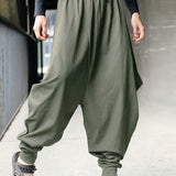 kkboxly kkboxly  Men's Solid Cotton Harem Pants, Casual Streetwear Loose Pants For Outdoor