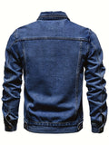 kkboxly Men's Casual Denim Jacket, Street Style Button Up Jacket
