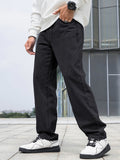 kkboxly  Loose Fit Wide Leg Jeans, Men's Casual Street Style Denim Pants For All Seasons