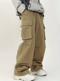 kkboxly  Solid Baggy Pants Multi Flap Pockets Men's Hipster Cargo Pants, Loose Casual Outdoor Pants, Men's Work Pants Streetwear