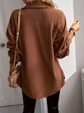 kkboxly  Button Front Solid Jacket, Casual Long Sleeve Versatile Outerwear, Women's Clothing