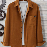 kkboxly  Plus Size Men's Olid Textured Shirt For Spring/autumn, Long Sleeve Oversized Shirt For Males, Men's Clothing