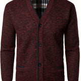 kkboxly  All Match Knitted Warm Thick Cardigan, Men's Casual Warm Slightly Stretch Button Up Jacket Coat For Fall Winter