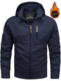 kkboxly  Men's Warm Thick Hooded Windbreaker Jacket, Casual Jacket For Fall Winter Outdoor Activities
