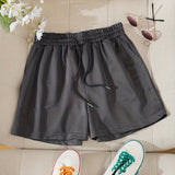 kkboxly  Drawstring Solid Shorts, Sports Casual Shorts For Summer & Spring, Women's Clothing