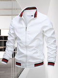 kkboxly  Men's Casual Bomber Jacket, Casual Zip Up Windbreaker Jacket For Outdoor Activities