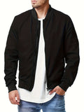 kkboxly  Men's Casual Pocket Bomber Zipper Jacket Large Size Coats