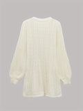 kkboxly  Cable Knit Sweater Dress, Casual V Neck Long Sleeve Dress, Women's Clothing