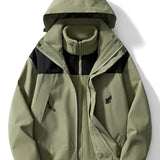 kkboxly  Stay Protected in Style: Men's 3-in-1 Windbreaker Jacket with Detachable Liner for Winter Outdoors