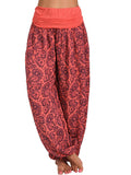 kkboxly  Boho Paisley Floral Print Harem Pants, Bohemian Loose Elastic Waist Pants For Spring & Summer, Women's Clothing