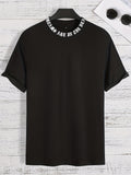kkboxly  Men's Letter Ring Print Trendy T-shirt, Crew Neck Short Sleeve Tops, Graphic Tee Men's Clothes Summer, Men's Outfits