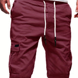 kkboxly  Classic Design Cargo Shorts, Men's Casual Multi Pocket Waist Drawstring Cargo Shorts For Summer Outdoor