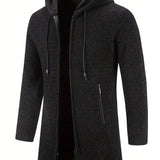 kkboxly  Men's Full Zip Up Casual Warm Hooded Cardigan, Regular Fit Knitted Sweater Jacket Coat With Pockets For Winter Fall