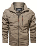 kkboxly Trendy Windbreaker Hooded Jacket, Men's Casual Zip Up Jacket Coat For Spring Fall Outdoor Activities
