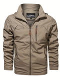 kkboxly  Trendy Windbreaker Hooded Jacket, Men's Casual Zip Up Jacket Coat For Spring Fall Outdoor Activities