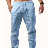 kkboxly  Men's Loose Fit Comfy Trousers, Casual Street Style Cotton Pants