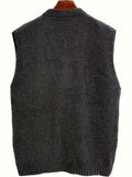 Plus Size Men's Solid Knit Vest Spring Fall Winter Sleeveless Sweater, Men's Clothing