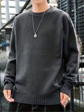 kkboxly  All Match Knitted Sweater, Men's Casual Warm Slightly Stretch Crew Neck Pullover Sweater For Fall Winter