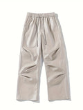 kkboxly  Men's Chic Loose Fit Faux Leather Pants, Street Style Baggy Pants