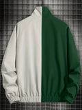 kkboxly  Color Block Lightweight Jackets By Activity, Men's Casual Stand Collar Zip Up Jacket For Spring Fall Outdoor