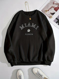 kkboxly  Letter And Floral Graphic Casual Sports Sweatshirt, Long Sleeved Pullovers Round Neck Sweatshirt, Women's Tops