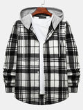 kkboxly  One Size Smaller,  Flannel Loose Shirt For Men Plaid Long Sleeve Casual Button-Down Shirts With Hood Best Sellers