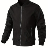 kkboxly  Men's Waterproof & Windproof Jacket, Casual Comfy Breathable Trendy Zipper Front Clothing For Outdoor