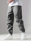 Casual Loose Fit Multi-pocket Drawstring Cargo Pants, Men's Joggers For Spring And Fall