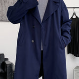kkboxly  Men's Elegant Single Breasted Trench Coat, Casual Lapel Overcoat For Fall Winter