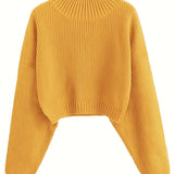 kkboxly  Long Sleeve Drop Shoulder Sweater, Loose Solid Casual Sweater, Women's Clothing