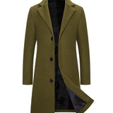 kkboxly Stay Warm and Stylish in This Men's Mid-Length Woolen Trench Coat Jacket